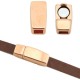 DQ metal magnetic clasp 16x6mm for 3mm Flat cord Rosegold